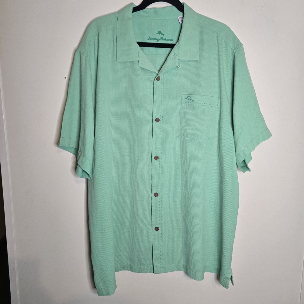 Tommy Bahama Seafoam Green Silk Button Down Xxl